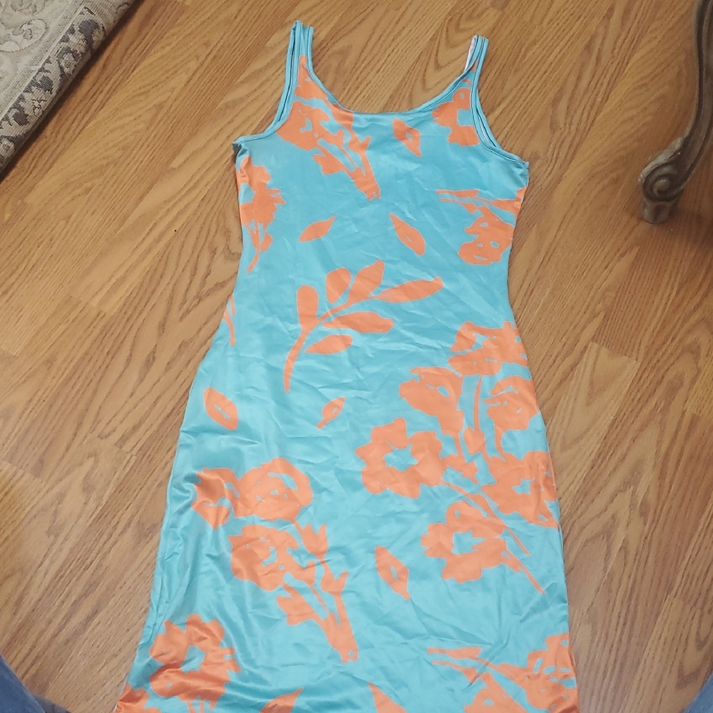 Floral Blue and Orange Dress